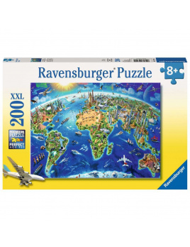 Ravensburger 12722 Puzzle Velká mapa světa 200 dílků XXL