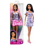 Mattel Barbie modelka 199 ve fialkových kostkovaných šatech, HPF75