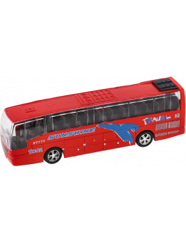 Autobus kovový se světlem a zvukem 16 cm červený