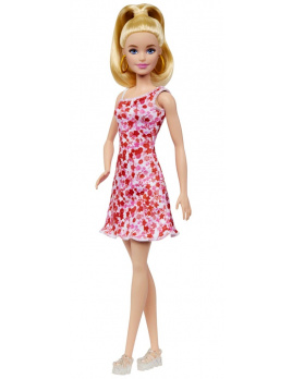 Mattel Barbie modelka 205 růžové květinové šaty, HJT02