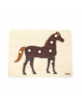VIGA Dřevěná montessori vkládačka Kůň