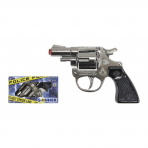 Gonher Policejní revolver kovový stříbrný 8 ran, 13 x 8,5 cm