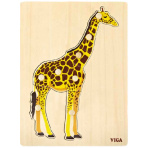VIGA Dřevěná montessori vkládačka Žirafa