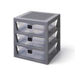 LEGO® organizér se třemi zásuvkami - tmavě šedá