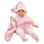 Panenka Bambolina miminko v růžovém pyžámku s bryndáčkem 48cm