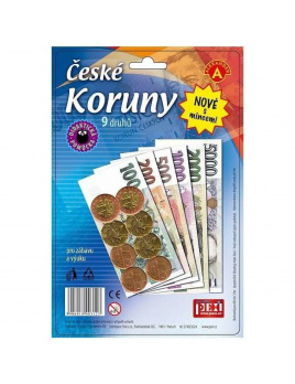 Dětské peníze - České koruny s mincemi