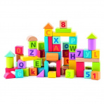 Woody Pestrobarevné kostky s písmeny a číslicemi, vkládačka
