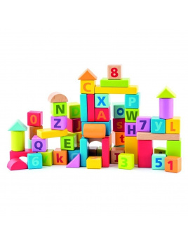 Woody Pestrobarevné kostky s písmeny a číslicemi, vkládačka