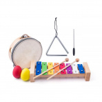 Muzikální set xylofon,bubínek, triangl, 2 maracas vajíčka