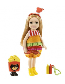 Barbie Chelsea v kostýmu Hamburger s pejskem, Mattel GRP69