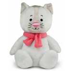 Plyšová kočička bílá s růžovým čumáčkem 25 cm