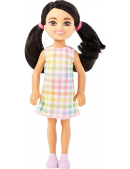 Barbie Chelsea panenka v károvaných šatech, Mattel HKD91